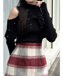 MERCURYDUO | オフショルリボンパールニット(ニット/セーター)