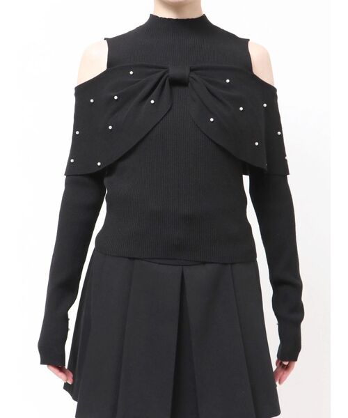 MERCURYDUO(マーキュリーデュオ)の「オフショルリボンパールニット(ニット/セーター・レディース・ブラック/ピンク/オフホワイト・FREE)」の20枚目の写真