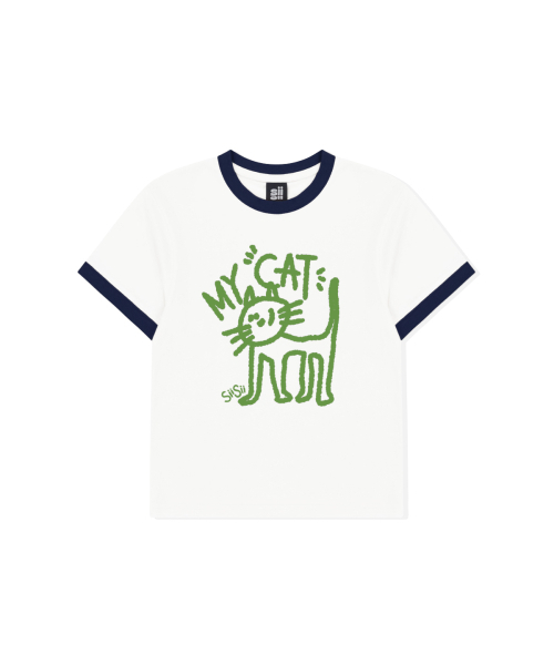 PAGESIISII(ページシシ)の「マイキャットプリンティングリング半袖Tシャツネイビー(Tシャツ/カットソー・レディース・その他・MEDIUM)」の1枚目の写真