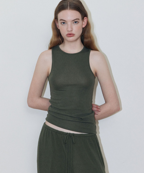 LADY VOLUME(レディーボリューム)の「レアリブドタンクトップ (カーキ)(Tシャツ/カットソー・レディース・その他・SMALL/MEDIUM)」の1枚目の写真
