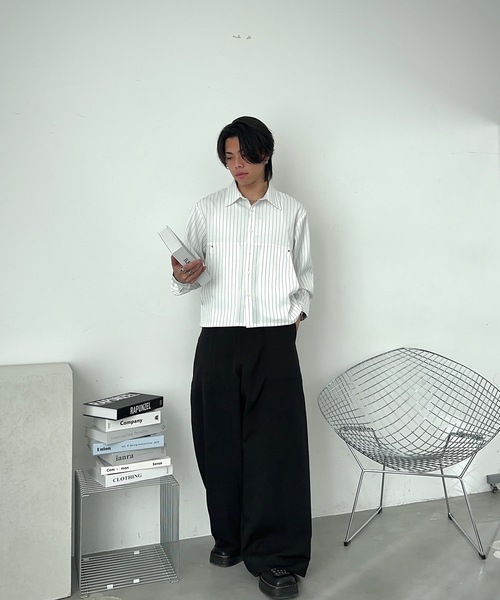 MandO(エムオー)(エムオー)の「ダブルニーバギーアソートワイドスラックス/ストライプ&無地(スラックス・メンズ・ブラック系その他/ブラック・SMALL/MEDIUM/LARGE)」の6枚目の写真