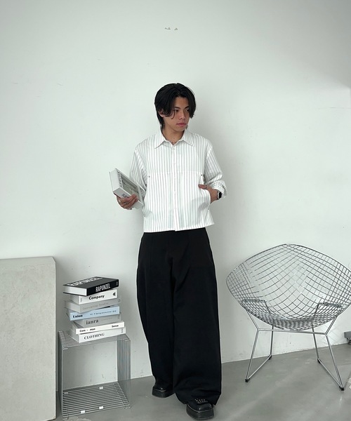 MandO(エムオー)(エムオー)の「ダブルニーバギーアソートワイドスラックス/ストライプ&無地(スラックス・メンズ・ブラック系その他/ブラック・SMALL/MEDIUM/LARGE)」の7枚目の写真
