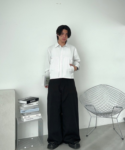 MandO(エムオー)(エムオー)の「ダブルニーバギーアソートワイドスラックス/ストライプ&無地(スラックス・メンズ・ブラック系その他/ブラック・SMALL/MEDIUM/LARGE)」の8枚目の写真