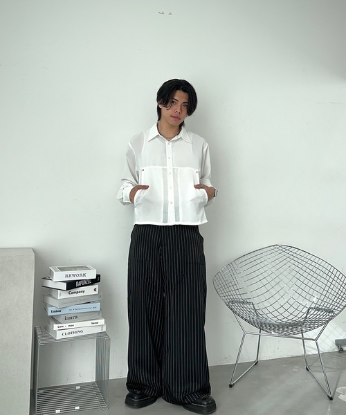 MandO(エムオー)(エムオー)の「ダブルニーバギーアソートワイドスラックス/ストライプ&無地(スラックス・メンズ・ブラック系その他/ブラック・SMALL/MEDIUM/LARGE)」の5枚目の写真