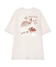 [オーバーサイズ]グラフィティ13番手コットンラウンドネック半袖Tシャツ_アイボリー