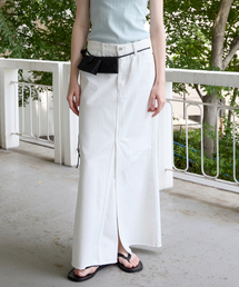 LEVAR（レバー）の「Front Slit Denim Maxi Skirt - Off White（スカート）」