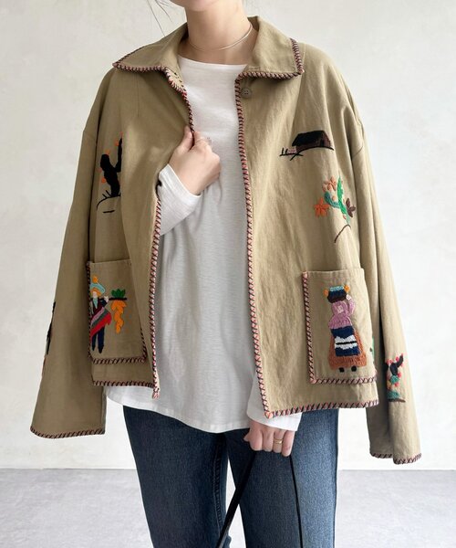 BEARDSLEY（ビアズリー）の「襟付きメキシカンジャケット（その他アウター・レディース・ベージュ・FREE）」の9枚目の写真