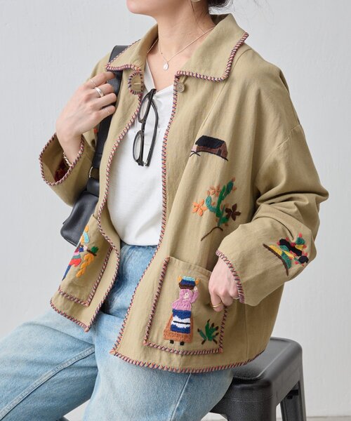 BEARDSLEY（ビアズリー）の「襟付きメキシカンジャケット（その他アウター・レディース・ベージュ・FREE）」の12枚目の写真