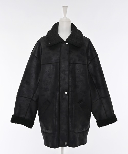 Narcissus（ナルシス）の「【リバーシブル】ムートンコート/ボアコート（ムートンコート・レディース・ブラック・FREE）」の9枚目の写真