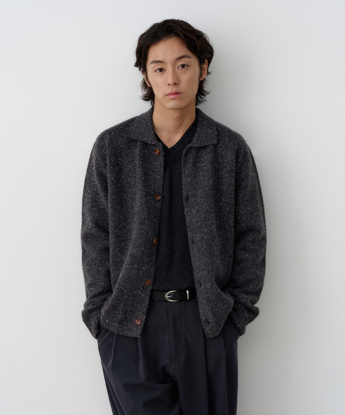 NOUN(ノウン)の「nep yarn collar cardigan (charcoal)(カーディガン/ボレロ・メンズ・その他・1/2)」の1枚目の写真