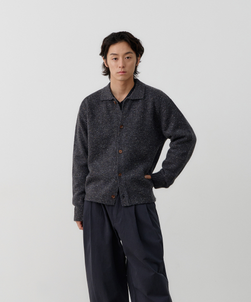 NOUN(ノウン)の「nep yarn collar cardigan (charcoal)(カーディガン/ボレロ・メンズ・その他・1/2)」の2枚目の写真
