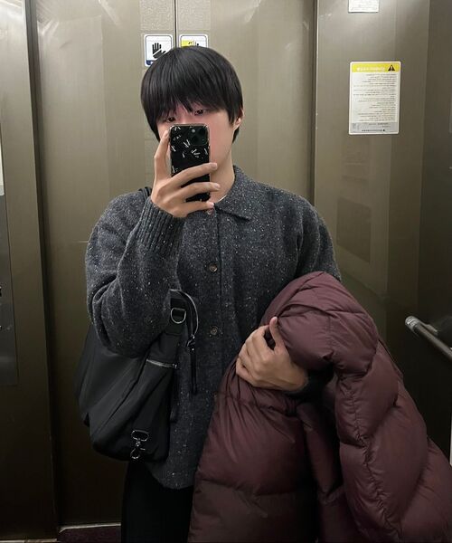 NOUN(ノウン)の「nep yarn collar cardigan (charcoal)(カーディガン/ボレロ・メンズ・その他・1/2)」の3枚目の写真