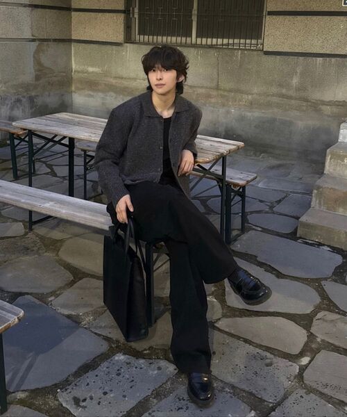 NOUN(ノウン)の「nep yarn collar cardigan (charcoal)(カーディガン/ボレロ・メンズ・その他・1/2)」の4枚目の写真
