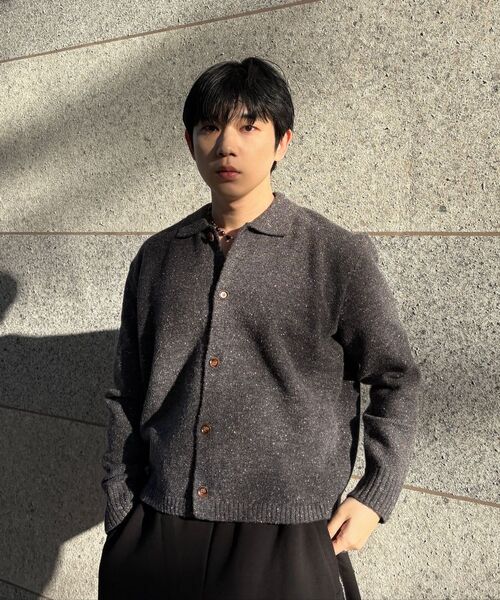 NOUN(ノウン)の「nep yarn collar cardigan (charcoal)(カーディガン/ボレロ・メンズ・その他・1/2)」の6枚目の写真