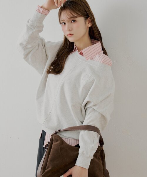 新品 ワンショルルーズスウェット 2点 セール】ワンショルルーズスウェット（Tシャツ/カットソー）｜Chico