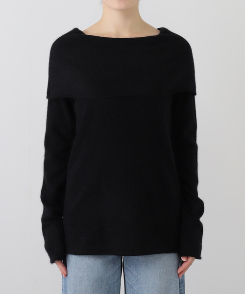 ドゥーズィエムクラス　Fluffy sweater ニットブラック Fluffy Off Shoulder ニット（ニット/セーター）｜Fluffy（フラッフィ