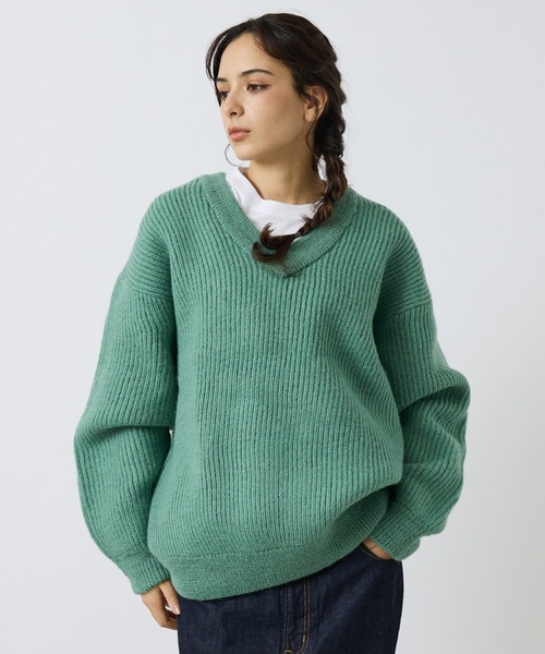 【LUCEBER/ルースバー】MID G KNIT V NECK SWEATER /ニットVネックセーター/ミリタリー