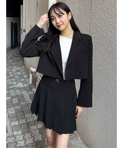 MURUA（ムルーア）の「ショートジャケット&スカートセットアップ（テーラードジャケット・レディース・ブラック/グレー/ミント/ベージュ・1/2）」の17枚目の写真