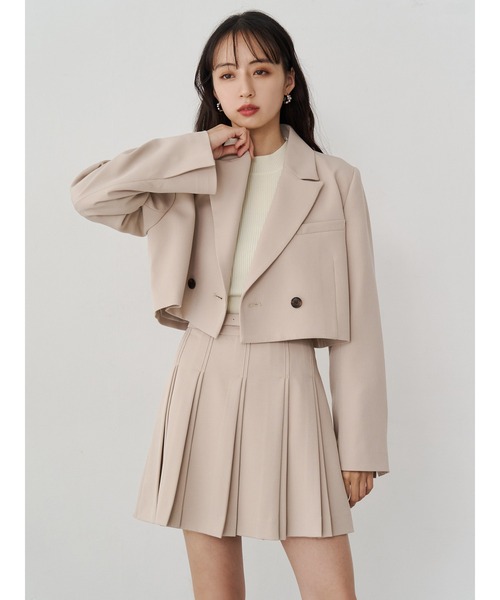 MURUA（ムルーア）の「ショートジャケット&スカートセットアップ（テーラードジャケット・レディース・ブラック/グレー/ミント/ベージュ・1/2）」の5枚目の写真