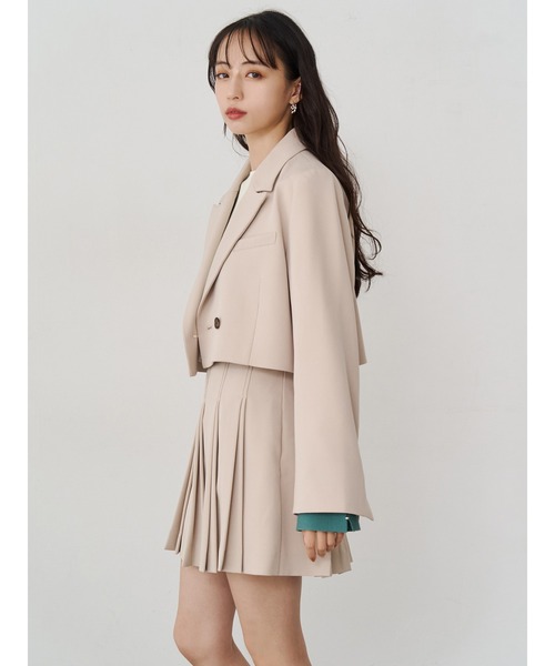 MURUA（ムルーア）の「ショートジャケット&スカートセットアップ（テーラードジャケット・レディース・ブラック/グレー/ミント/ベージュ・1/2）」の6枚目の写真