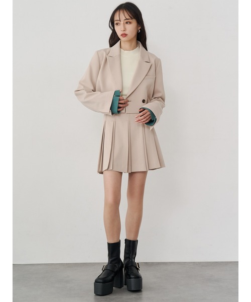 MURUA（ムルーア）の「ショートジャケット&スカートセットアップ（テーラードジャケット・レディース・ブラック/グレー/ミント/ベージュ・1/2）」の7枚目の写真