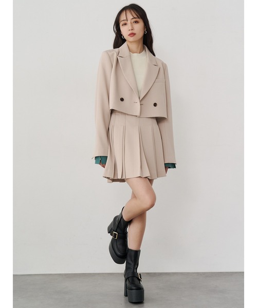 MURUA（ムルーア）の「ショートジャケット&スカートセットアップ（テーラードジャケット・レディース・ブラック/グレー/ミント/ベージュ・1/2）」の8枚目の写真