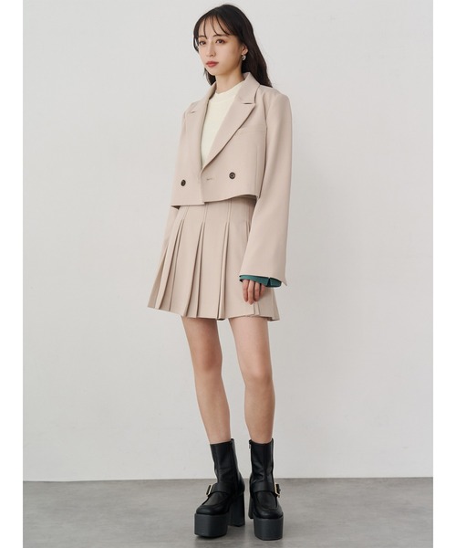 MURUA（ムルーア）の「ショートジャケット&スカートセットアップ（テーラードジャケット・レディース・ブラック/グレー/ミント/ベージュ・1/2）」の9枚目の写真