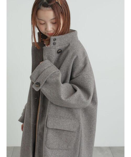Samansa Mos2（サマンサ モスモス）の「ウールライクスタンドネックコート（その他アウター・レディース・チャコールグレー/ピンク/ベージュ/モカ・F）」の2枚目の写真