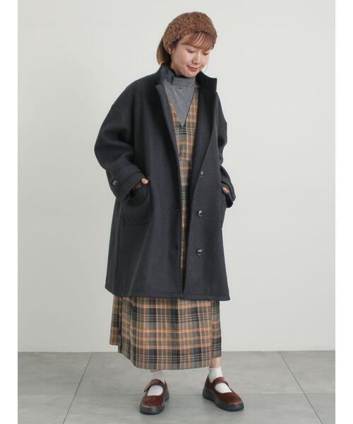 Samansa Mos2（サマンサ モスモス）の「ウールライクスタンドネックコート（その他アウター・レディース・チャコールグレー/ピンク/ベージュ/モカ・F）」の13枚目の写真