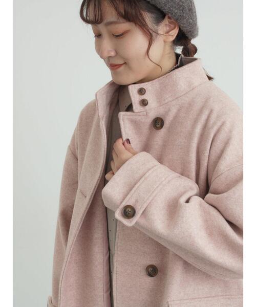 Samansa Mos2（サマンサ モスモス）の「ウールライクスタンドネックコート（その他アウター・レディース・チャコールグレー/ピンク/ベージュ/モカ・F）」の14枚目の写真