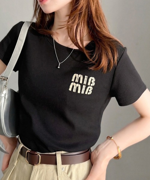 mily bilet（ミウィビレット）の「【mily bilet】スタイルよく、着心地いい。絶対使えるシンプルT♪ワッペンコンパクトTシャツ（半袖）（Tシャツ/カットソー・レディース・オートミール/ホワイト×ネイビー/ブラック×ベージュ/ホワイト×ブルー/ホワイト×レッド・LARGE/MEDIUM/SMALL/X-LARGE）」の13枚目の写真