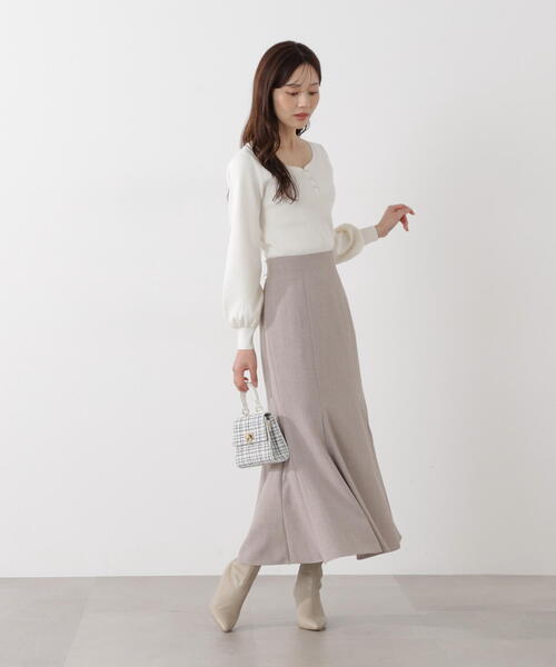 PROPORTION BODY DRESSING(プロポーションボディドレッシング)の「<ウォッシャブル/UV>釦付きハートネック総針ニット / 1216170102(ニット/セーター・レディース・イエロー/ホワイト系その他/ライトグリーン・FREE)」の10枚目の写真