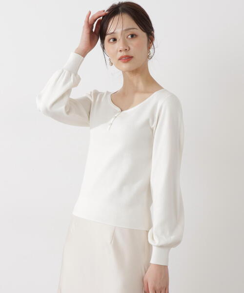 PROPORTION BODY DRESSING(プロポーションボディドレッシング)の「<ウォッシャブル/UV>釦付きハートネック総針ニット / 1216170102(ニット/セーター・レディース・イエロー/ホワイト系その他/ライトグリーン・FREE)」の12枚目の写真