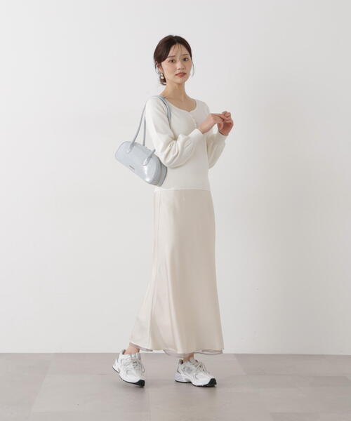 PROPORTION BODY DRESSING(プロポーションボディドレッシング)の「<ウォッシャブル/UV>釦付きハートネック総針ニット / 1216170102(ニット/セーター・レディース・イエロー/ホワイト系その他/ライトグリーン・FREE)」の14枚目の写真