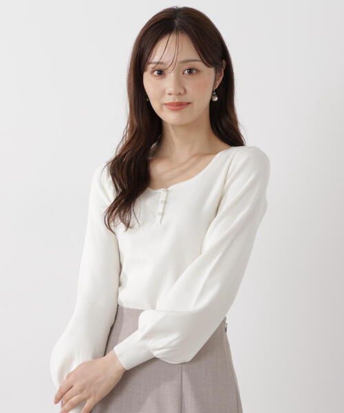 PROPORTION BODY DRESSING(プロポーションボディドレッシング)の「<ウォッシャブル/UV>釦付きハートネック総針ニット / 1216170102(ニット/セーター・レディース・イエロー/ホワイト系その他/ライトグリーン・FREE)」の17枚目の写真