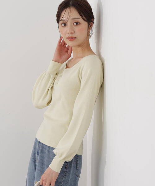 PROPORTION BODY DRESSING(プロポーションボディドレッシング)の「<ウォッシャブル/UV>釦付きハートネック総針ニット / 1216170102(ニット/セーター・レディース・イエロー/ホワイト系その他/ライトグリーン・FREE)」の21枚目の写真