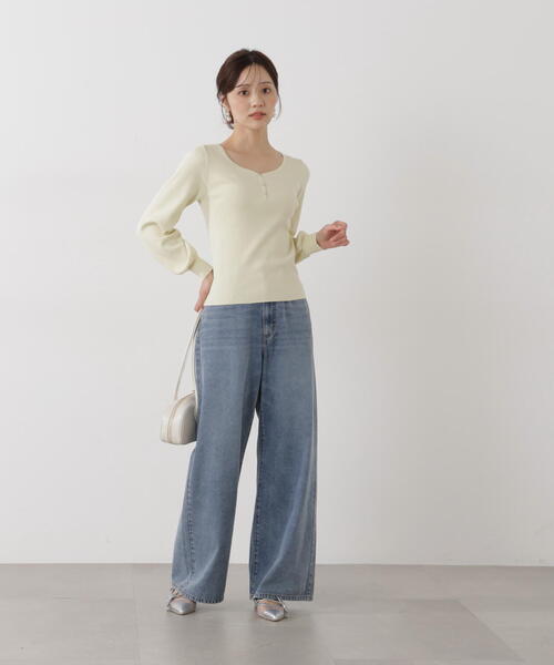 PROPORTION BODY DRESSING(プロポーションボディドレッシング)の「<ウォッシャブル/UV>釦付きハートネック総針ニット / 1216170102(ニット/セーター・レディース・イエロー/ホワイト系その他/ライトグリーン・FREE)」の22枚目の写真