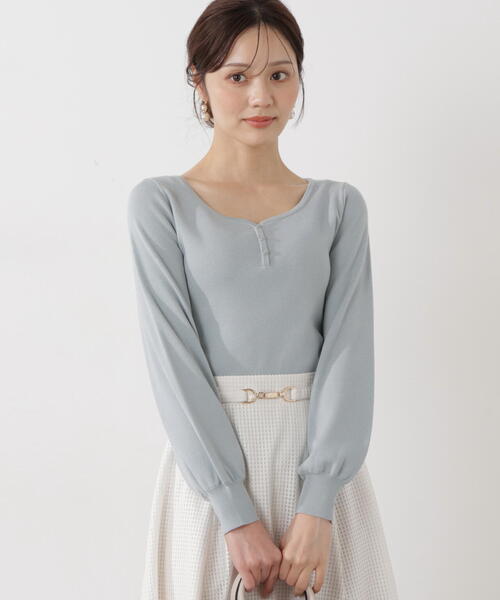 PROPORTION BODY DRESSING(プロポーションボディドレッシング)の「<ウォッシャブル/UV>釦付きハートネック総針ニット / 1216170102(ニット/セーター・レディース・イエロー/ホワイト系その他/ライトグリーン・FREE)」の5枚目の写真