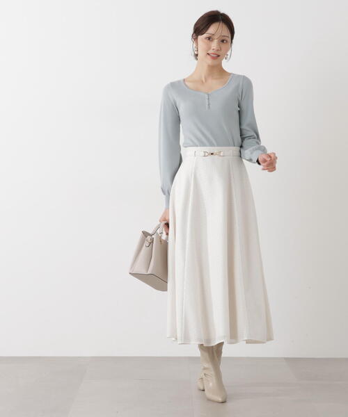 PROPORTION BODY DRESSING(プロポーションボディドレッシング)の「<ウォッシャブル/UV>釦付きハートネック総針ニット / 1216170102(ニット/セーター・レディース・イエロー/ホワイト系その他/ライトグリーン・FREE)」の6枚目の写真