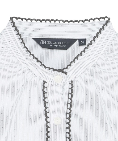 TOKYO SHIRTS（トウキョウシャツ）の「COFREX ピコレース ブラウス 長袖 レディースデザインシャツ（シャツ/ブラウス・レディース・グレー・S/M/L/LL/XL）」の3枚目の写真