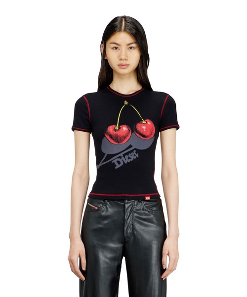 DIESEL(ディーゼル)の「ウィメンズ Tシャツ SV-T-ELE-CHER(Tシャツ/カットソー・レディース・ホワイト系その他/ブラック系その他・LARGE/SMALL/MEDIUM)」の2枚目の写真