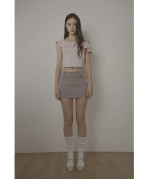 BELT MINI SKIRT-ASH BEIGE