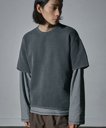 HOOVES（フーブス）の「カットオフレイヤードスウェットシャツ[チャコール]（Tシャツ/カットソー）」