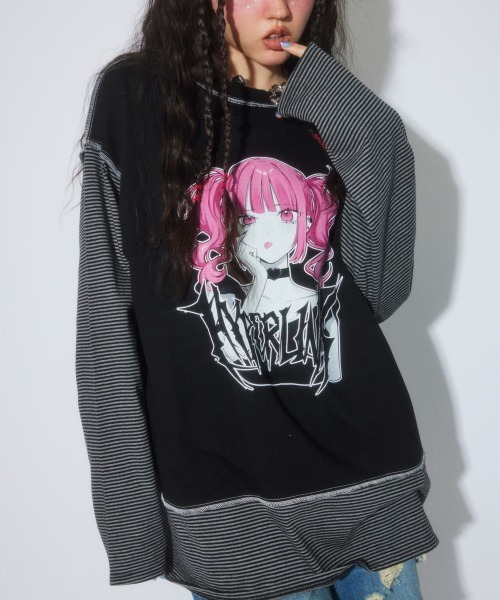 Candy Stripper（キャンディストリッパー）の「HYPERLINK SWITCHED BORDER トップス（Tシャツ/カットソー・レディース・ヘザーグレー/ブラック・FREE）」の2枚目の写真