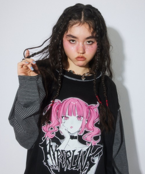 Candy Stripper（キャンディストリッパー）の「HYPERLINK SWITCHED BORDER トップス（Tシャツ/カットソー・レディース・ヘザーグレー/ブラック・FREE）」の20枚目の写真