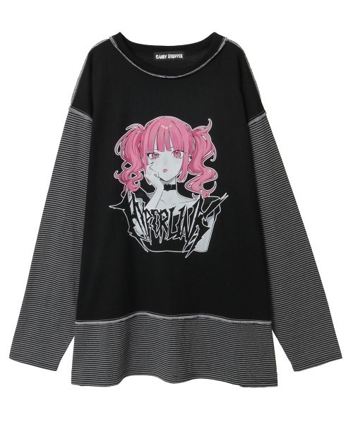 Candy Stripper（キャンディストリッパー）の「HYPERLINK SWITCHED BORDER トップス（Tシャツ/カットソー・レディース・ヘザーグレー/ブラック・FREE）」の14枚目の写真