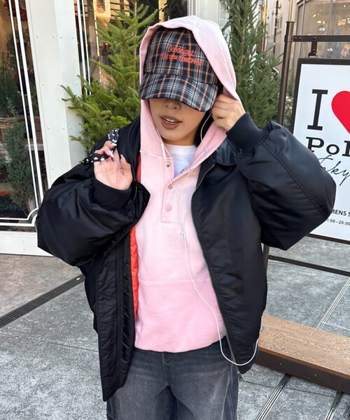 CIAOPANIC TYPY(チャオパニックティピー)の「【UNISEX】スプレー加工ヘンリースナップフーディー(パーカー・レディース・ブラック/ピンク/ベージュ・MEDIUM/LARGE)」の10枚目の写真