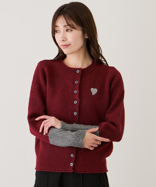 Jayro(ジャイロ)の「ハート刺繍配色ニットカーディガン(カーディガン/ボレロ・レディース・ライトグレー/ベージュ/チャコールグレー/ワイン・FREE)」の12枚目の写真