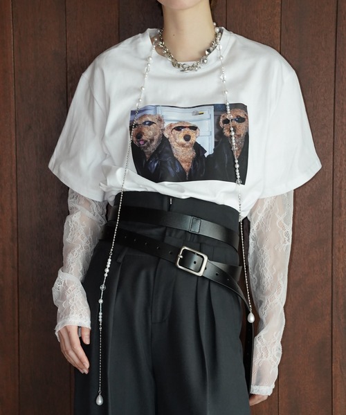 chuclla(チュクラ)の「ドッグフォト グラフィックTシャツ chw26s048(Tシャツ/カットソー・レディース・ブラック/ホワイト・FREE)」の2枚目の写真