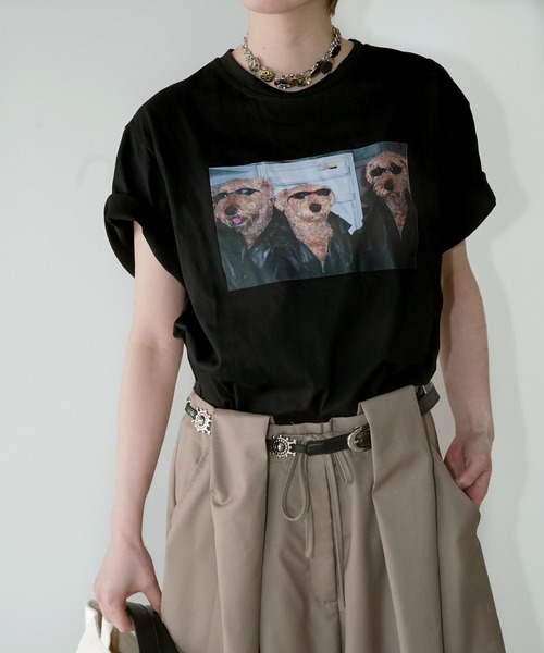 chuclla(チュクラ)の「ドッグフォト グラフィックTシャツ chw26s048(Tシャツ/カットソー・レディース・ブラック/ホワイト・FREE)」の8枚目の写真